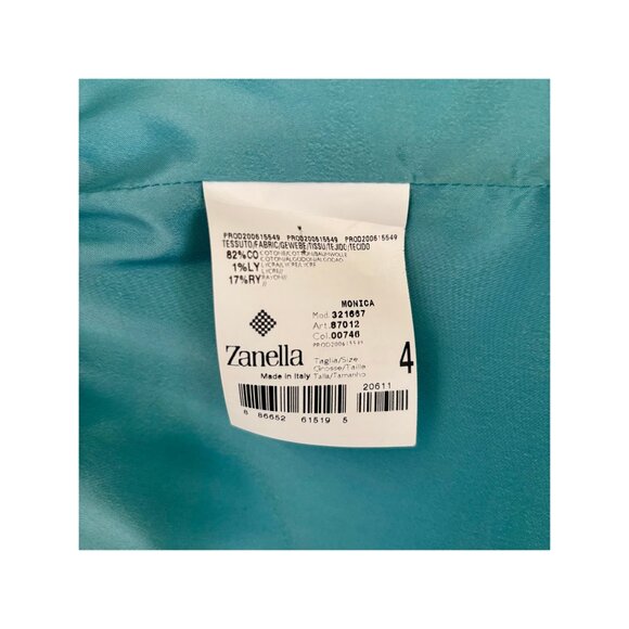 Zanella Blazer w/tags, Turquoise, Cotton Blend, Size 4 - Picture 5 of 7